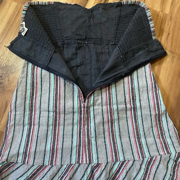 Y2K 2011 Roxy Strapless Mini Dress. Side Shirred Sweetheart Neckline-Boho Surf - Picture 5 of 8